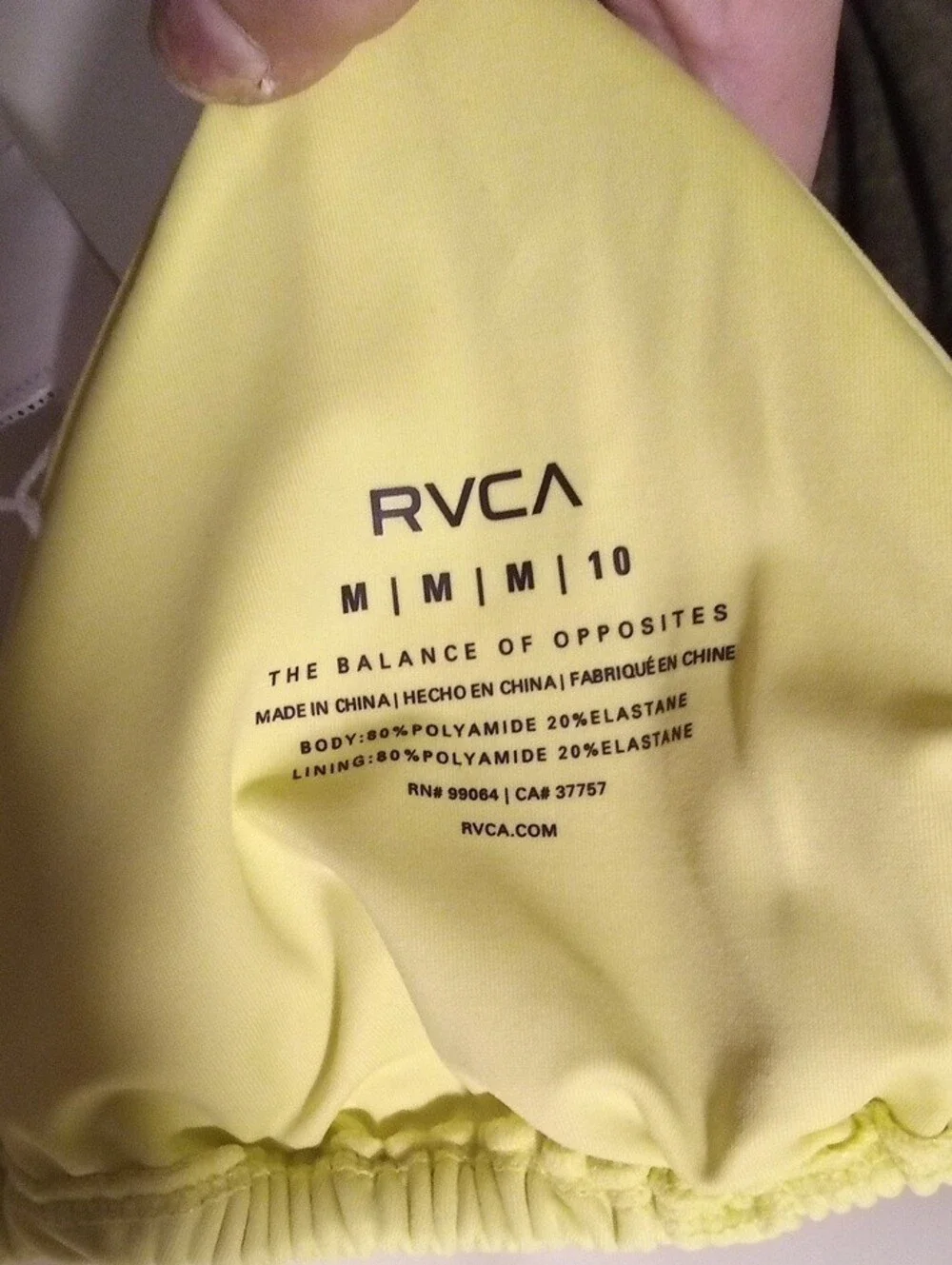 RVCA Lime Yellow Triangle Bikini Top
